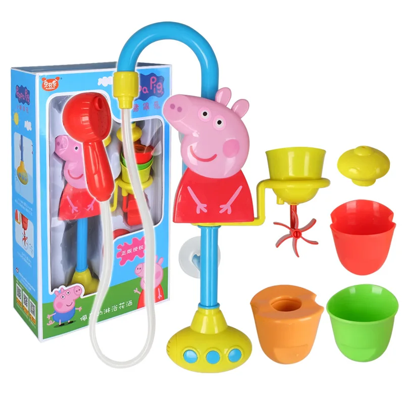 

Peppa Pig Toys Bathing bathroom Nozzle Shower Dad Mom George Piggy Action Figure Original Pelucia Anime Set Toys for Children