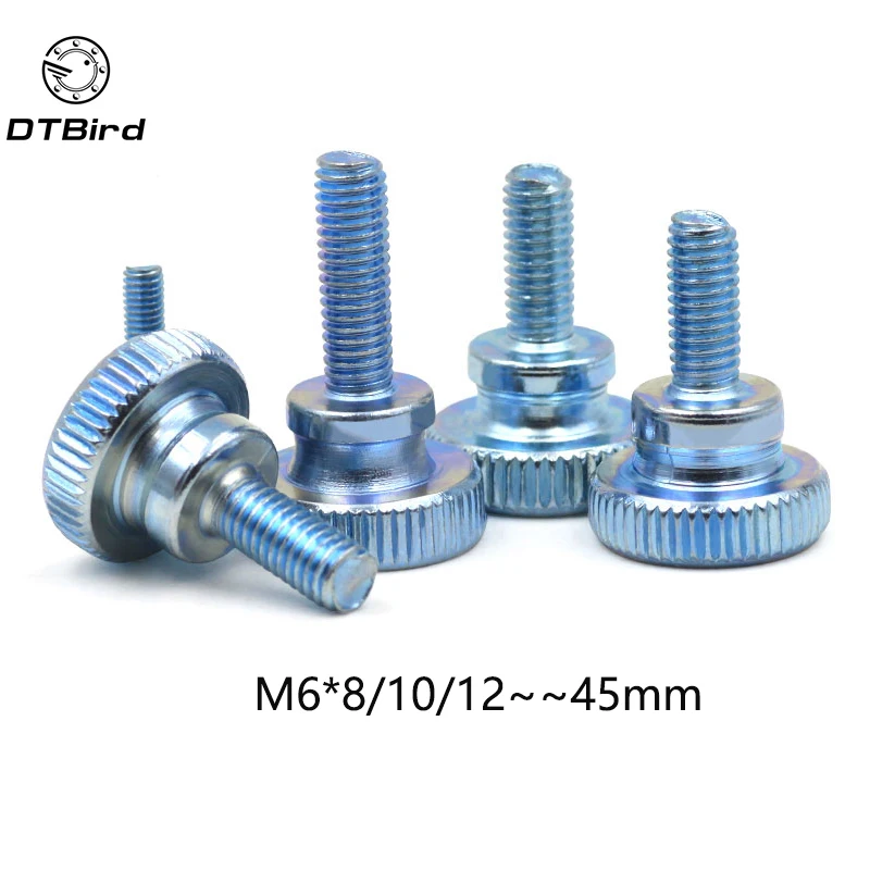 

10pcs GB834 M6 M6*(8/10/12~45) MM Carbon Steel thumb screw with collar round head with knurling manual adjustment screws bolt