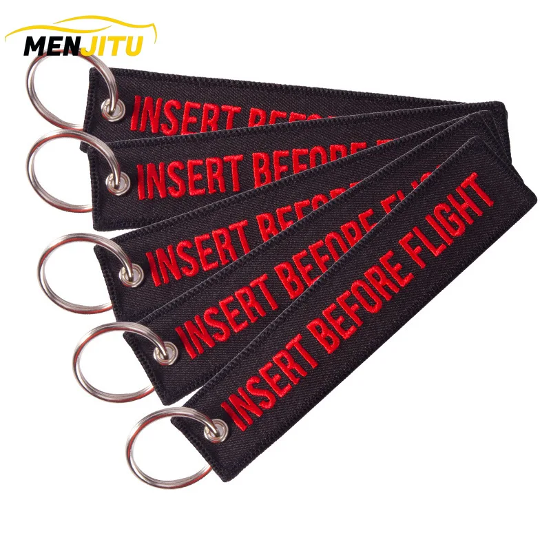

Insert Before Flight KeyChain for Motorcycles and Cars Embroidery OEM Red Keychian Size13x2.8cm Key Tag llaveros Jewelry