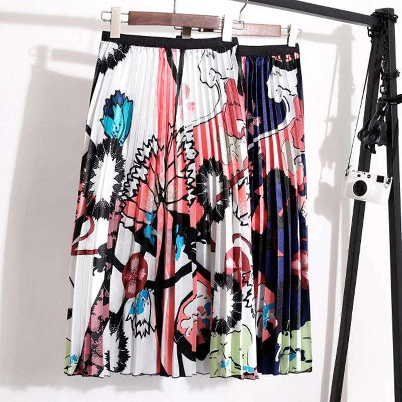 Богемные юбки женские лето осень до середины икры Saia винтажные цветочные печатные вечерние праздничные эластичные талии повседневные женские юбки s