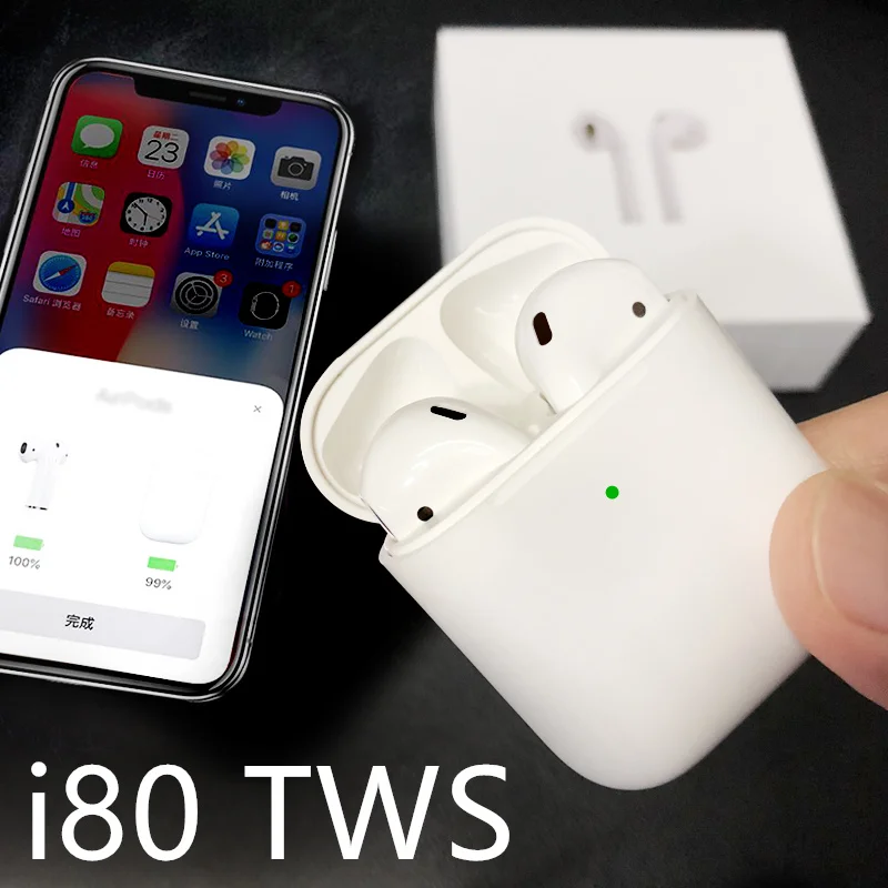 

Tradeline TWS i80 Bluetooth Earphones W1 Chip Pop Up Earbuds With Charging Case Headset 1:1 Size Earphone For All Smart Phones