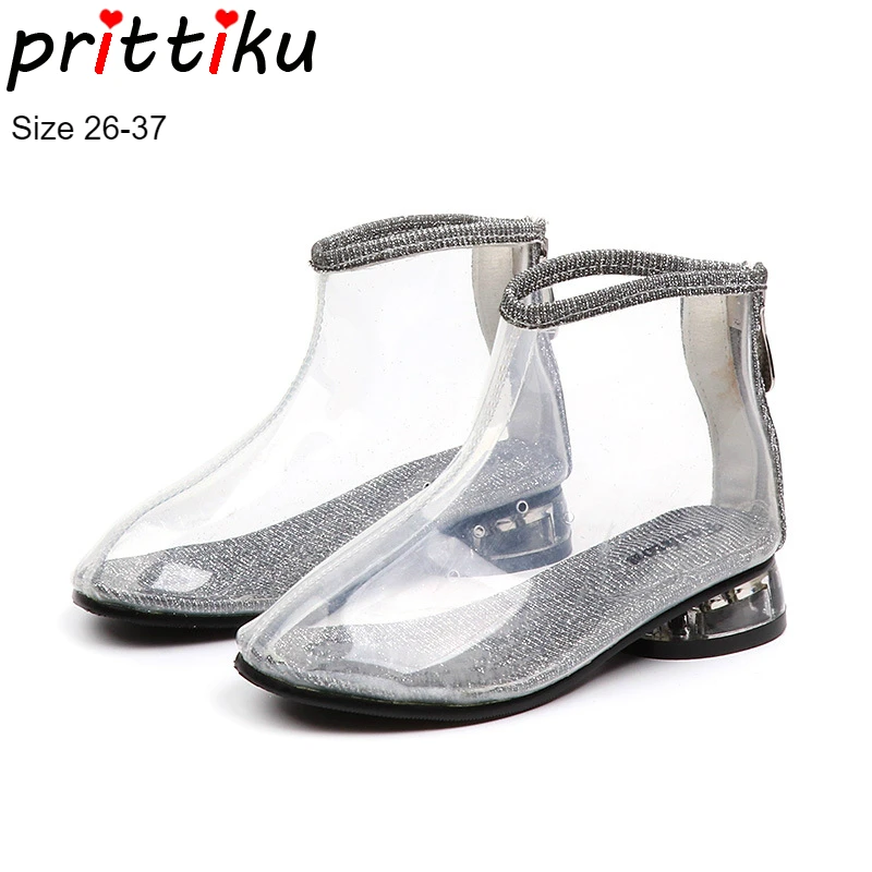 

Autumn 2018 Girls Fashion Jelly Boots wiz Stocking Children Transparent Ankle Glitter Booties Toddler/Little/Big Kid Clear Shoes