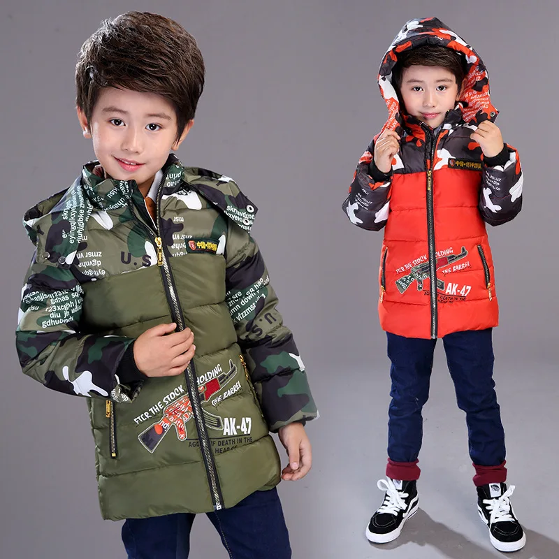 New Kids Boy Zipped Padded Hooded Camouflage Warm Puffer Coat Jacket