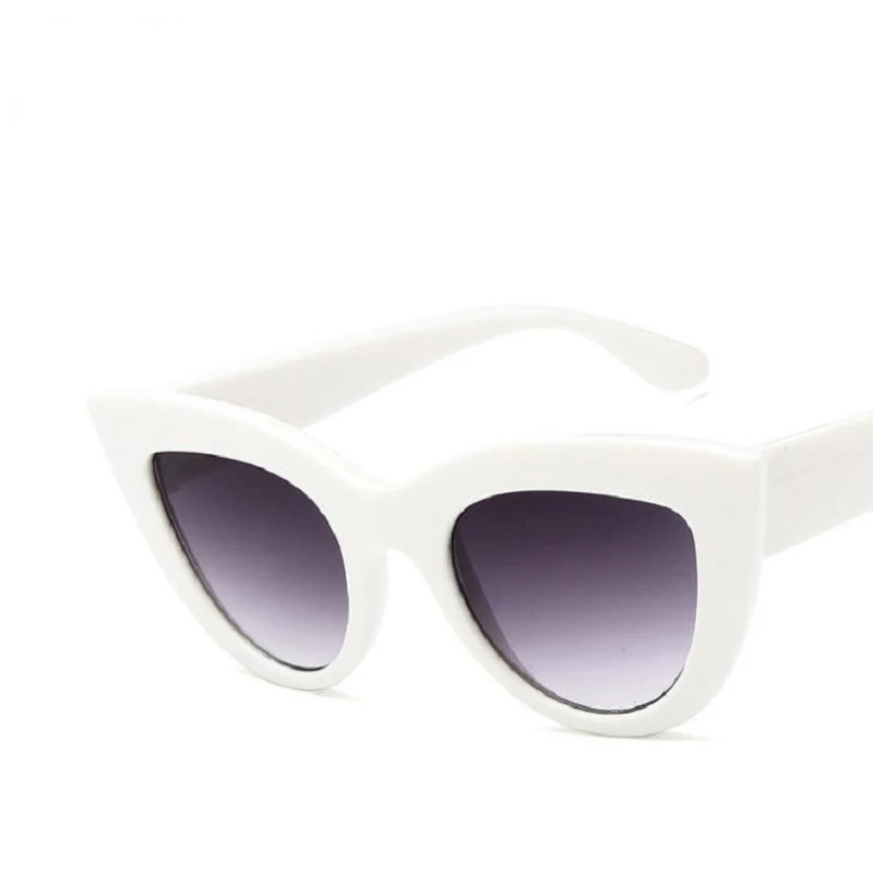 Кошачий глаз, солнцезащитные очки для женщин, цветные линзы, Ретро стиль, модный бренд, дизайнерская зеркальная оправа, Черный PC, женские солнцезащитные очки, новинка, UV400 - Цвет линз: W-gradient gray