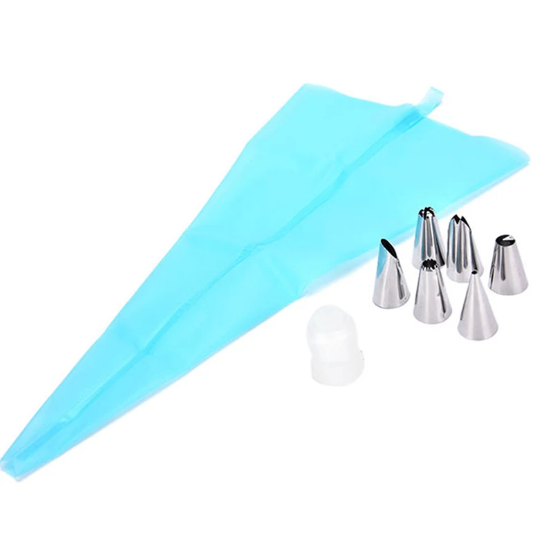 ATUCOHO Silicone Icing Piping Cream Pastry Bag 6 Stainless Steel Nozzle Set DIY Cake Decorating Tips Set Kitchen Accessories cake decorating tools