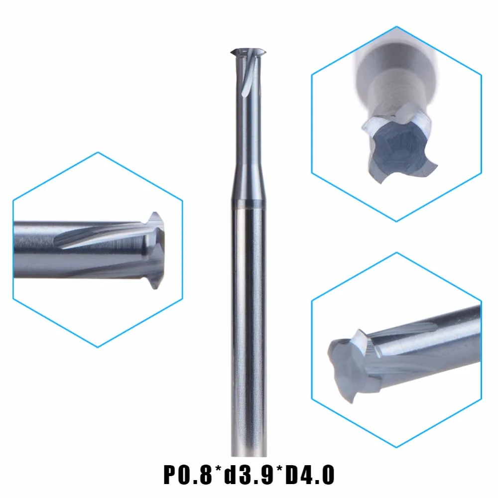 

1pc P0.8*d3.9*D4 carbide alloy Single tooth thread milling cutter cnc threading end mills cutting tool for metric 0.8 mm pitch