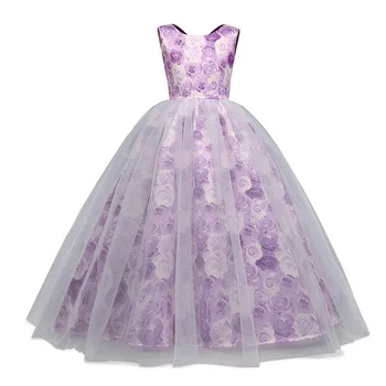 

White gauze puff princess dress Flower girl Dresses School Wear Wedding Holiday Clothing Party Dresses for Little Girl