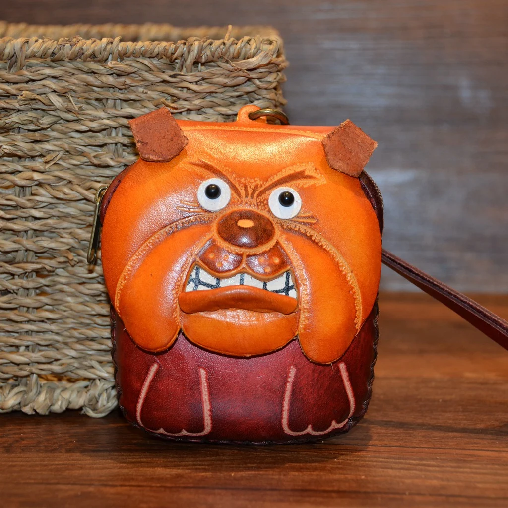 Genuine leather coin purse cartoon animal dog wallet bag Mini Purse