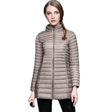 90% белые пуховые пальто ультра тонкий длинный тонкий плюс размер женские пуховики Верхняя одежда осень зима модная женская парка LJ0322