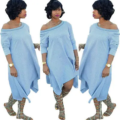 2016 summer women off shoulder oversize casual long sleeve loose plus size wrap maxi dress