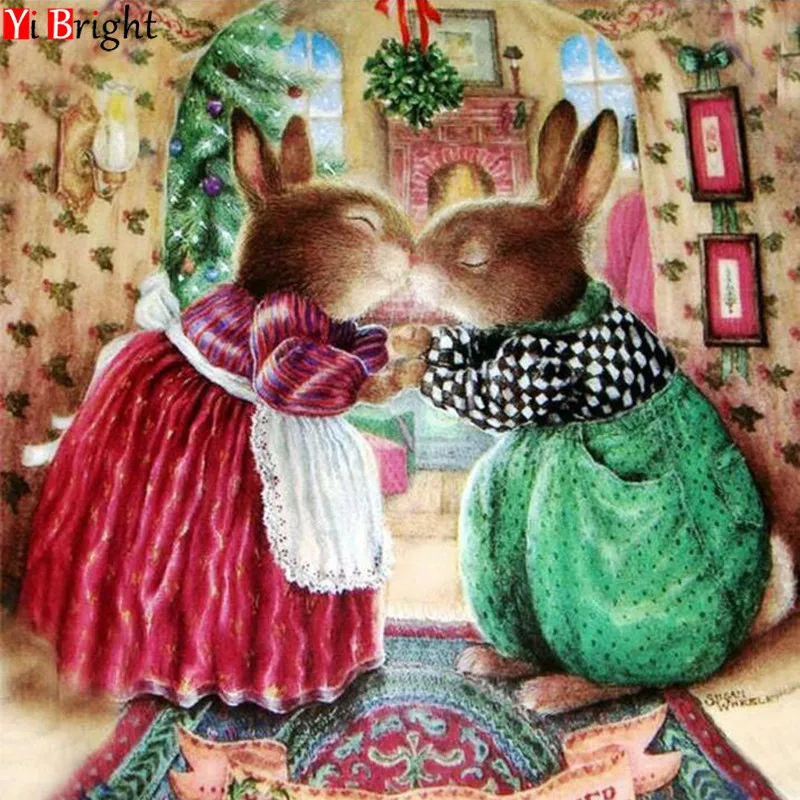 

Diamond Embroidery Cartoon Full Square Diamond Mosaic Rabbit Picture Of Rhinestone 5D Home Decoration DIY Factory XY1