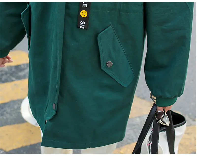Весна зима новая Корейская Свободная Женская Длинная ветровка большого размера Студенческая Плотная хлопковая Женская куртка с капюшоном LQ743
