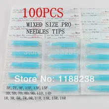 100 шт./партия, синие смешанные стерильные одноразовые тату-машинки, пистолет, наконечники, иглы для тату-пистолета, иглы, чернила, чашки, ручки, наборы