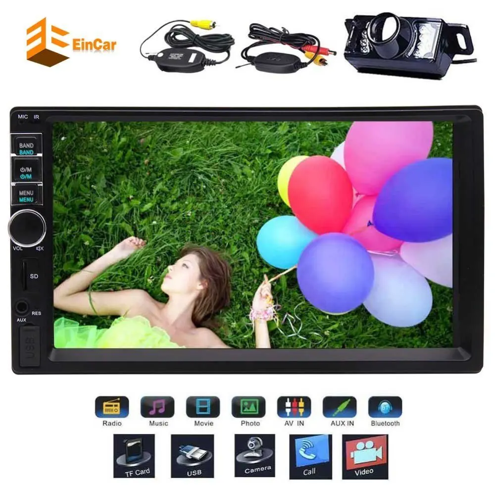 

Wireless Backup Camera included 2 Din in Dash Car FM Radio 7 inch Stereo Video Audio System for Bluetooth USB SD TFT