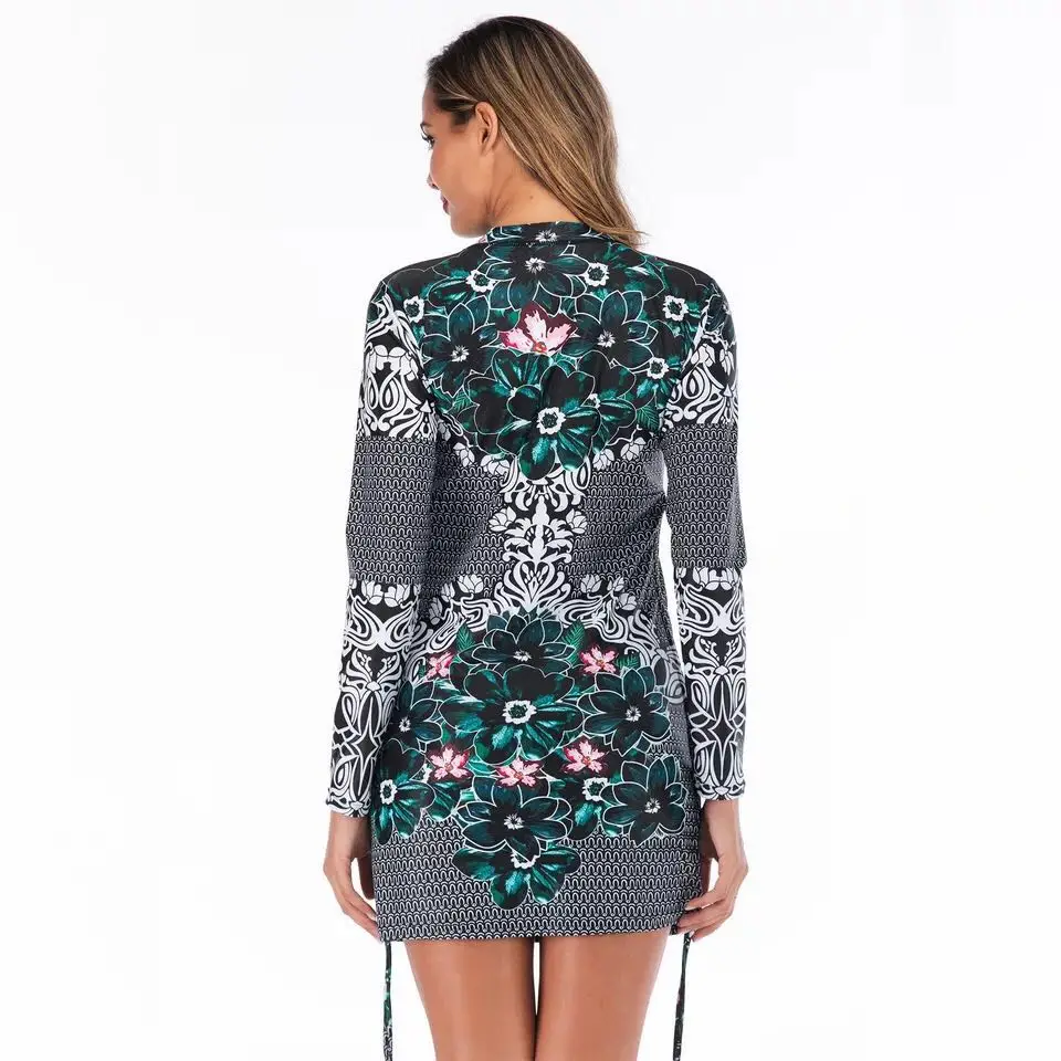 Preise 2019 Badeanzug Rashguard Gedruckt Langarm Badeanzug Rash Guard Frauen Bademode Surfen Schwimmen Anzug Badeanzug