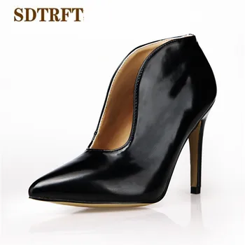 

SDTRFT Stiletto shallow mouth 10cm thin high-heeled sexy Crossdresser shoes woman Pointed Toe party pumps Plus:35-41 42 43