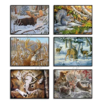 

Full Square / Round Diamond Painting Crystal Mosaic Pattern Forest Animals Diamond Art Beaded Cross Stitch Pixel Hobby & Crafts