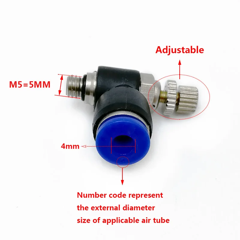 SL4-M5 пневматический регулятор потока воздуха дроссельная заслонка SL4-M5 клапан контроля скорости трубка водяной шланг пневматические фитинги