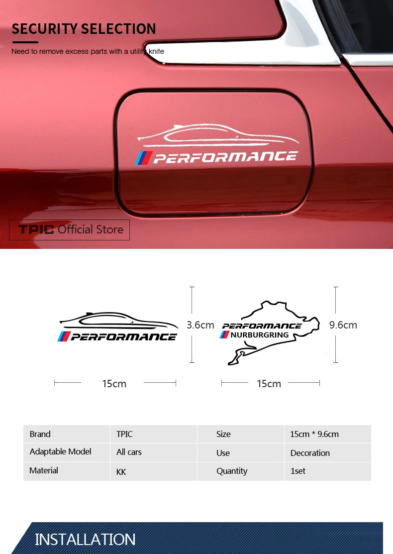 TPIC автомобиля топливного бака Кепки Стикеры гоночный дорожный Nurburgring производительность наклейка для BMW e90 e46 e60 e39 f30 f34 f10 f15 f26 X1 X3 X4 X5