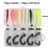 60pcs/lot sea Fishing hook with soft lures 2#1#1/0#2/0#3/0# carp snap fishing big hooks tackles accessories fish hook with box ► Photo 2/6