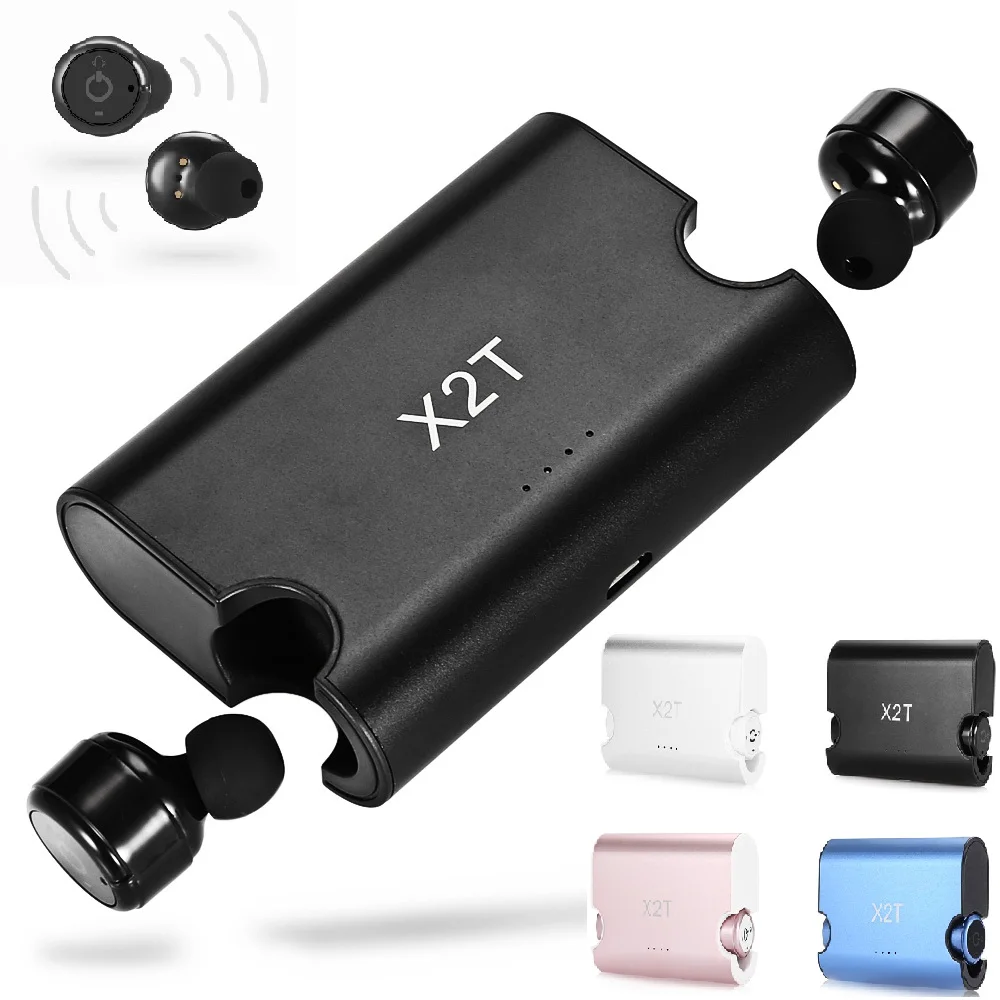 Мини X2T Bluetooth наушники вкладыши беспроводные Двойные стерео Hifi с зарядной