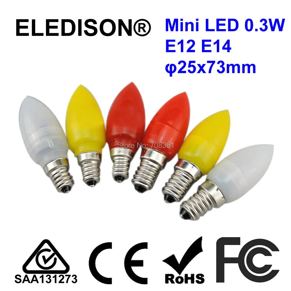 LED Candle Light 0.3W E12 E14 Mini Screw Base Holiday Courtyard Party