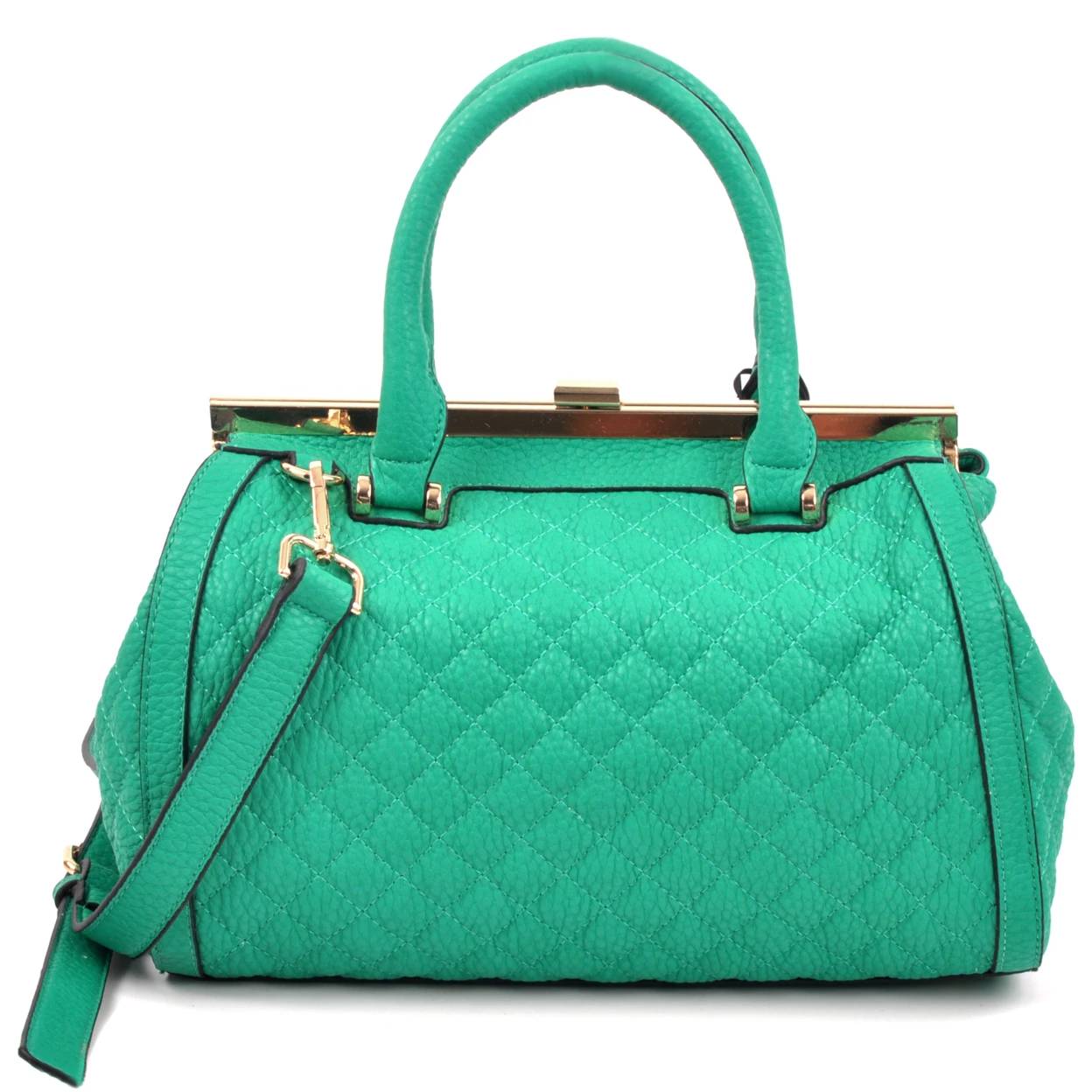 Dasein Quilted Barrel Satchel with Push-Up Closure