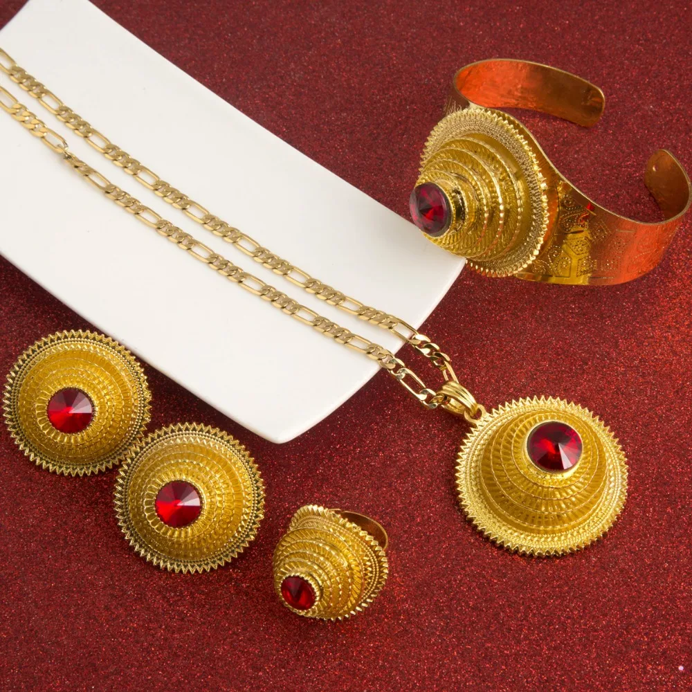 Горячие эфиопские наборы бижутерии Coptic Cross золотого цвета наборы Нигерия Эритрея Кению в эфиопском стиле