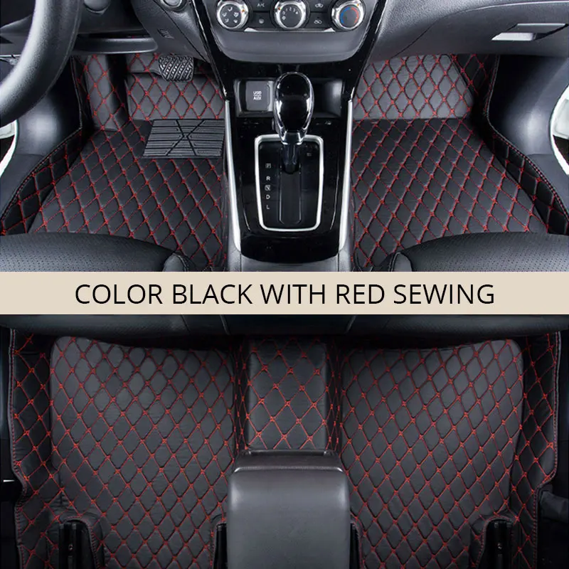 LHD для KIA Sportage QL 4th на заказ, автомобильные коврики, кожа, авто стиль, автомобильные коврики, коврики, аксессуары - Название цвета: Black mat red wire