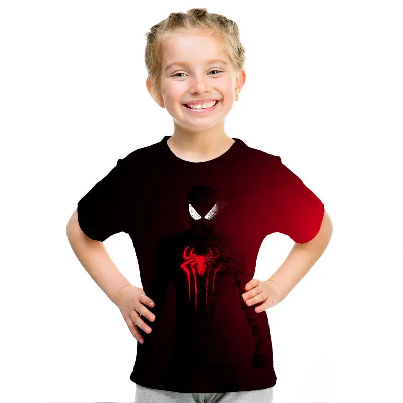 Детская футболка с супергероями 2019 г., летняя модная футболка с человеком-пауком для мальчиков и девочек, 3 года крутая футболка с 3D принтом