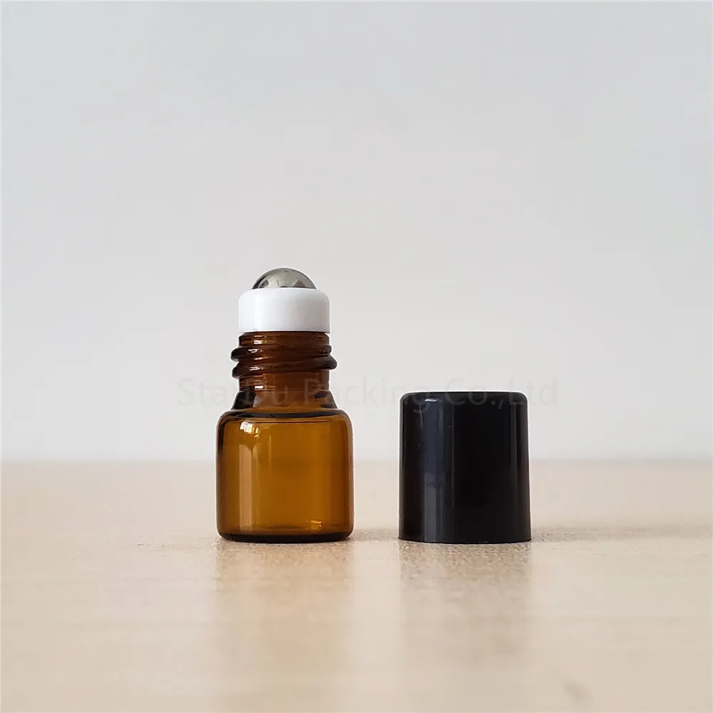 

1ml amber Glass Essential Oil Roller Bottles, transparent Roller Balls Aromatherapy Perfumes Lip Balms Roll On Bottle 50pcs/lot