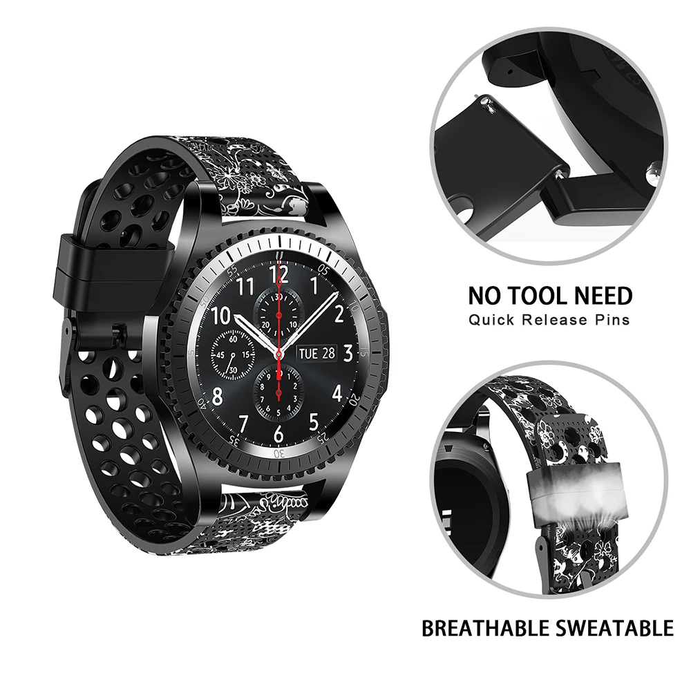 22mm For Samsung Gear S3 Frontier Watch Bands Replacement Breathable Sport Bands For Gear S3 Classic  Huawei Watch 2 Classic (1)
