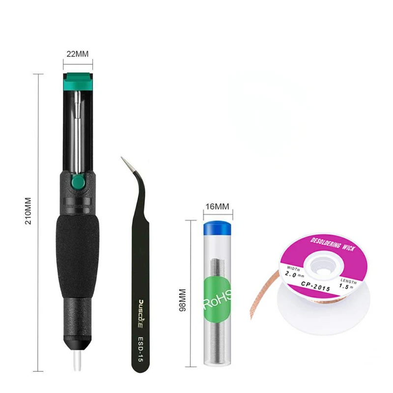 

Desoldering Pump Welding Wick Solder Wire Tweezers Set for PCB Electronic Component Removal Soldering Iron Pen Hand Tools Kit