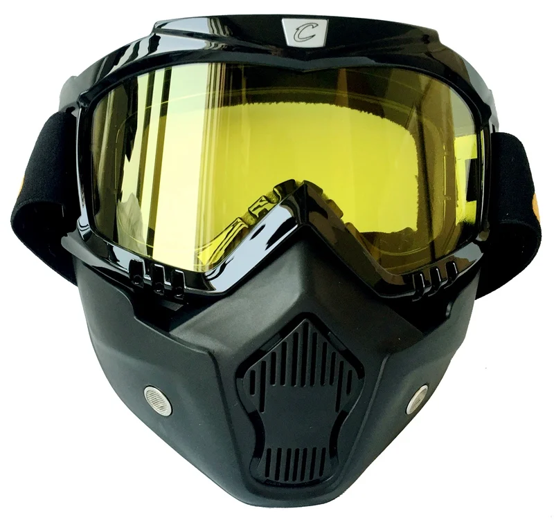 Винтажная маска для шлема очки усиленные линзы модульные очки для мотокросса Gafas CG03 - Цвет: Yellow lens