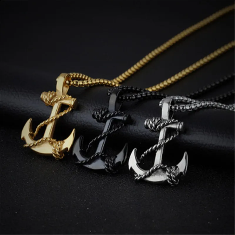 womens gold anchor necklace