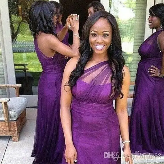 Purple Mermaid Long font b Bridesmaid b font font b Dresses b font 2016 One Shoulder
