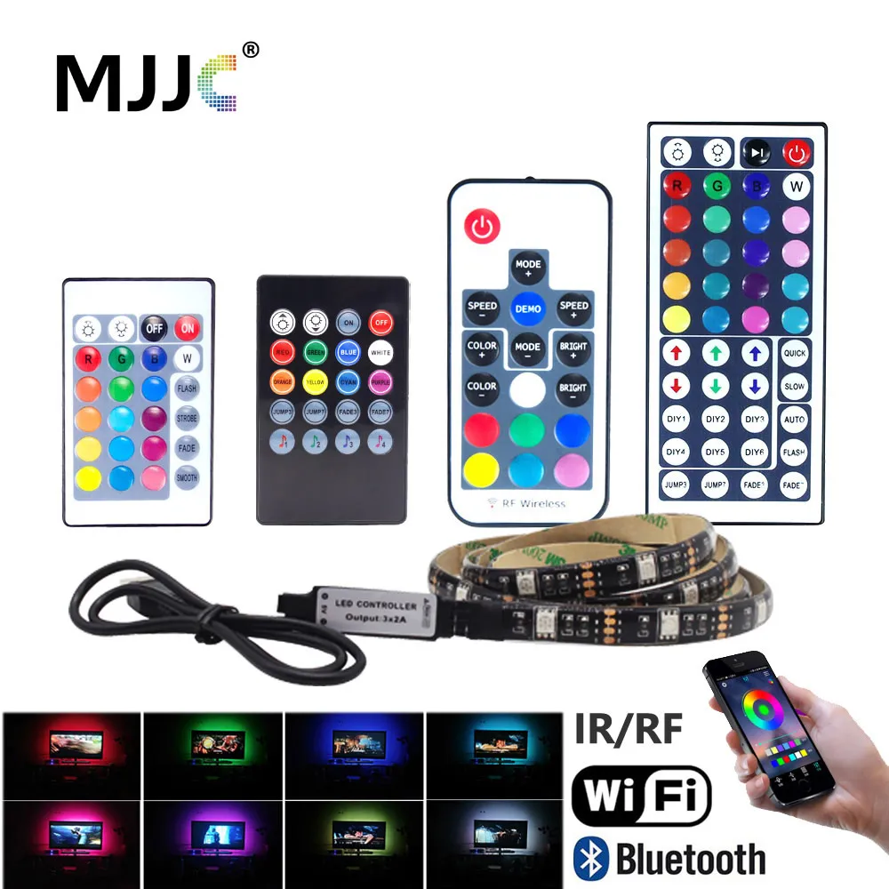 Светодиодные ленты светильник Bluetooth USB 5V Тира светодиодный RGB ленты Ambi светильник ТВ Wi-Fi Водонепроницаемый SMD 5050 музыка ТВ фон Гибкая полоса