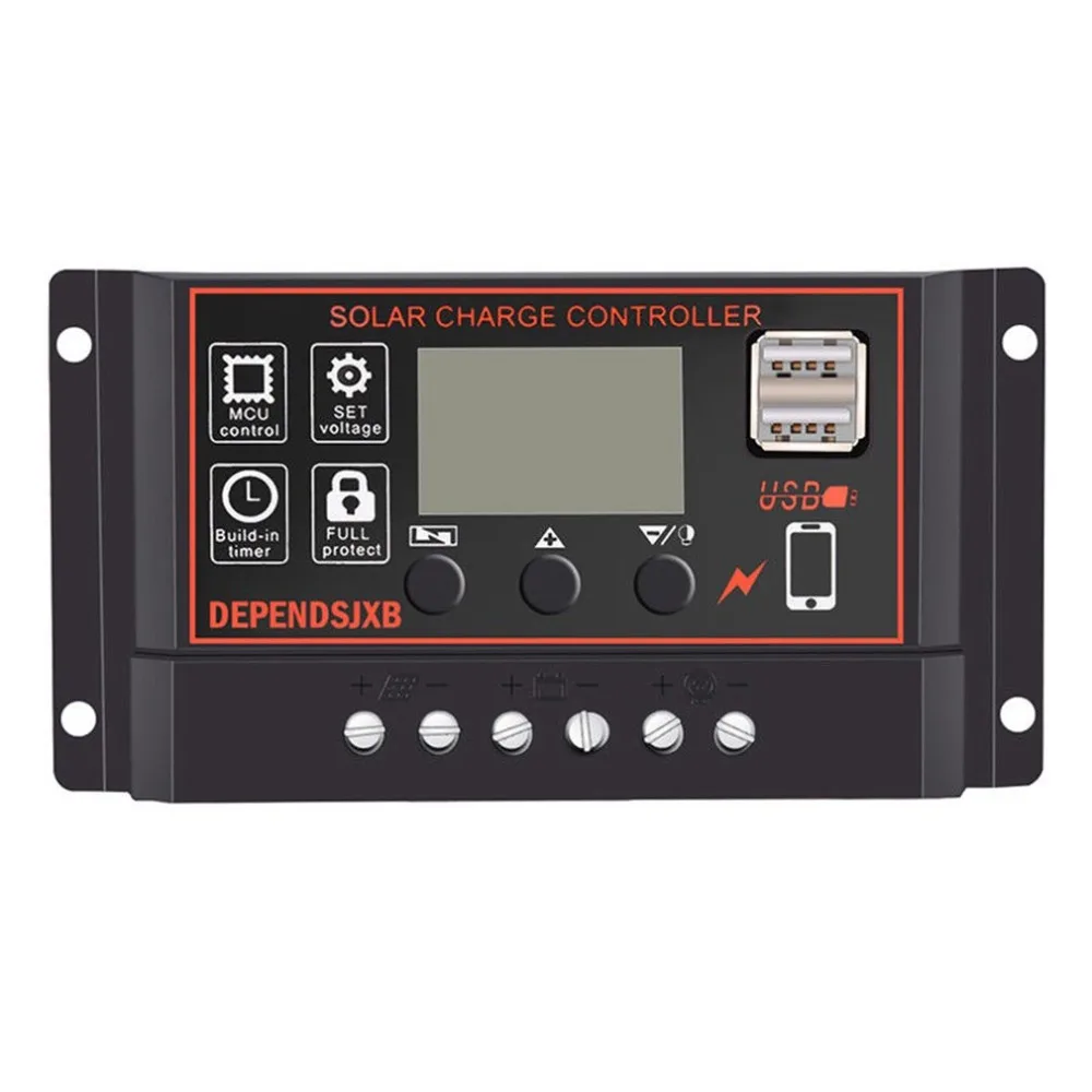 

Portable 30A Solar Panel Battery Regulator Solar Charger Controller with Digital LCD Screen Display 12/24V Auto USB