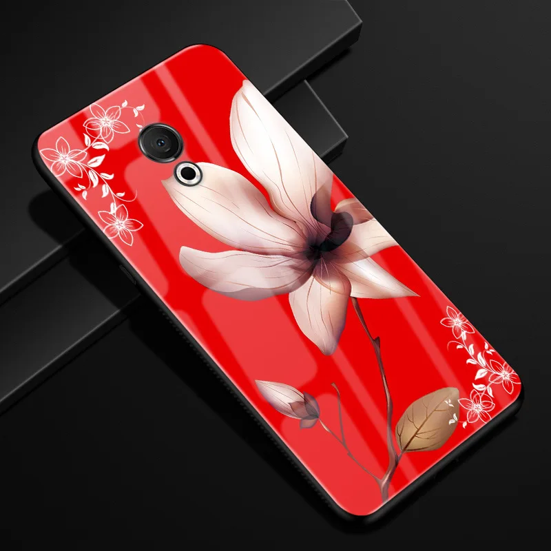Для Meizu 15 Lite чехол стеклянный задний жесткий чехол для Meizu 15 Lite чехол мягкий бампер закаленный чехол Capas на M15 M871Q M871H - Цвет: Красный