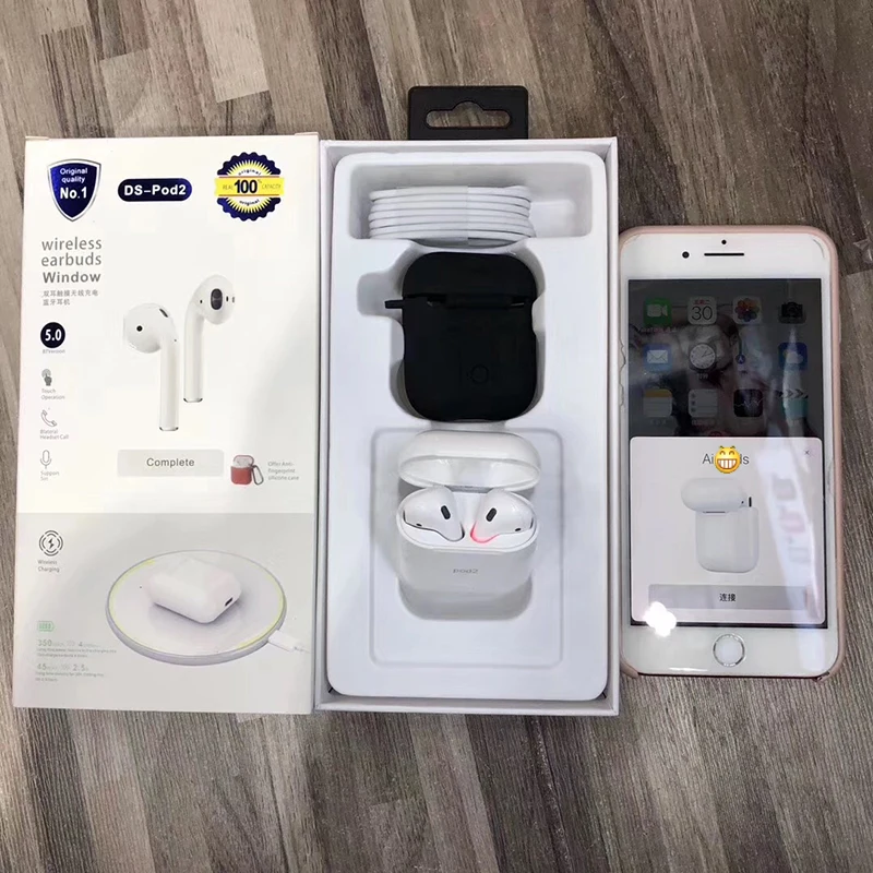 

DS-POD2 1:1 Replica Pop-Up Function Earphone Tws Bluetooth 5.0 Air 2 Pods with Wireless Earbuds Not W1 Chip for iphone x xs max