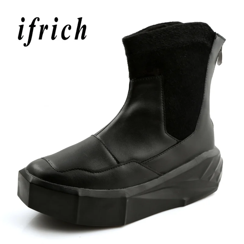 

Autumn Winter Male Pu Leather Boots Brand Thick Soled Men Casual Boots Fashion Mens Zipper Boots High Top Casual Shoes For Men