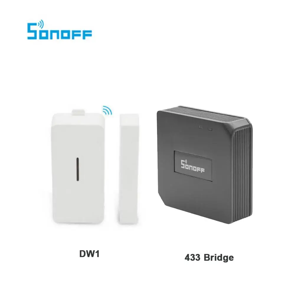 Интеллектуальный выключатель света SONOFF DW1 433 МГц двери окна Беспроводной Модули автоматизации Сенсор для умного дома охранной сигнализации Совместимо с RF Bridge - Комплект: With RF Bridge 433