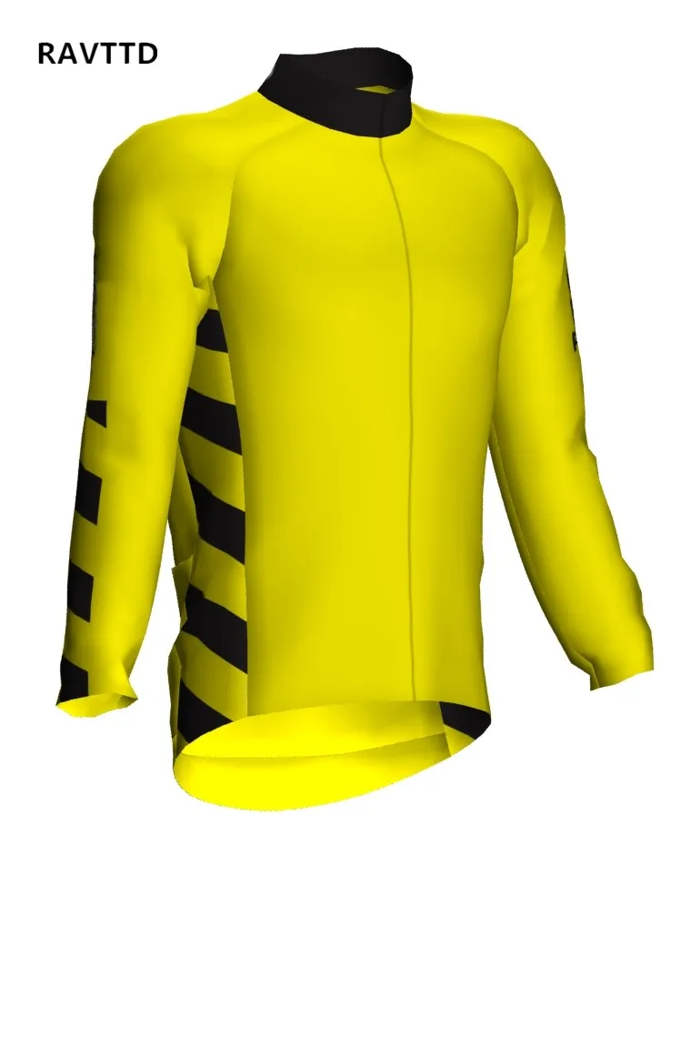 

3 Three Feet Please Men's Autumn Long Sleeve Cycling Jersey MTB Bike Bicycle Shirt Clothing Yellow