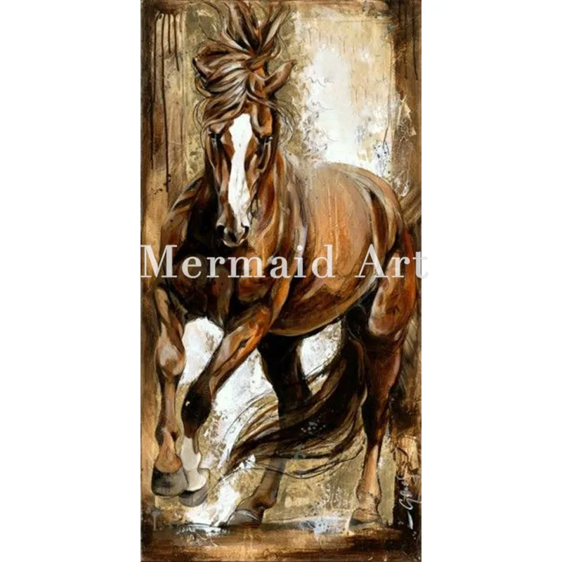 

high quality HandPaint art Oil Paintings Animal abstract blown horse running Oil Painting On Canvas For room Artwork Home Decor