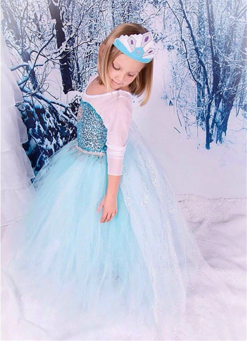 Нарядное платье Эльзы для детей; подарок на день рождения для маленьких девочек; платье Снежной королевы с блестками; длинный карнавальный костюм Эльзы; Fantasia Infantil