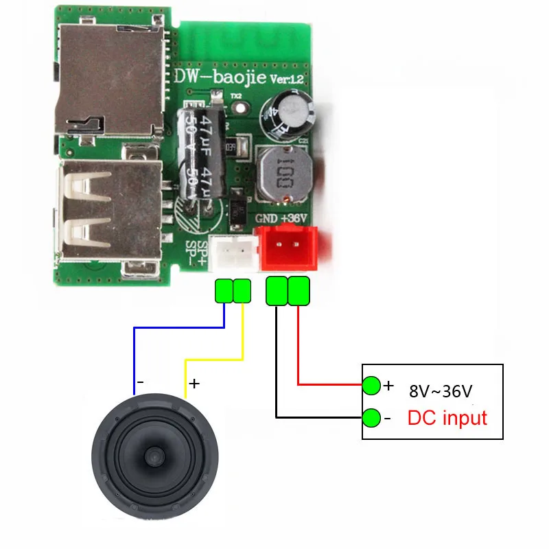 1 комплект APE MP3 WAV аудио декодер 3 Вт моно Bluetooth аудио плеер Усилитель мощности модуль 8 В-36 В напряжение питания защита