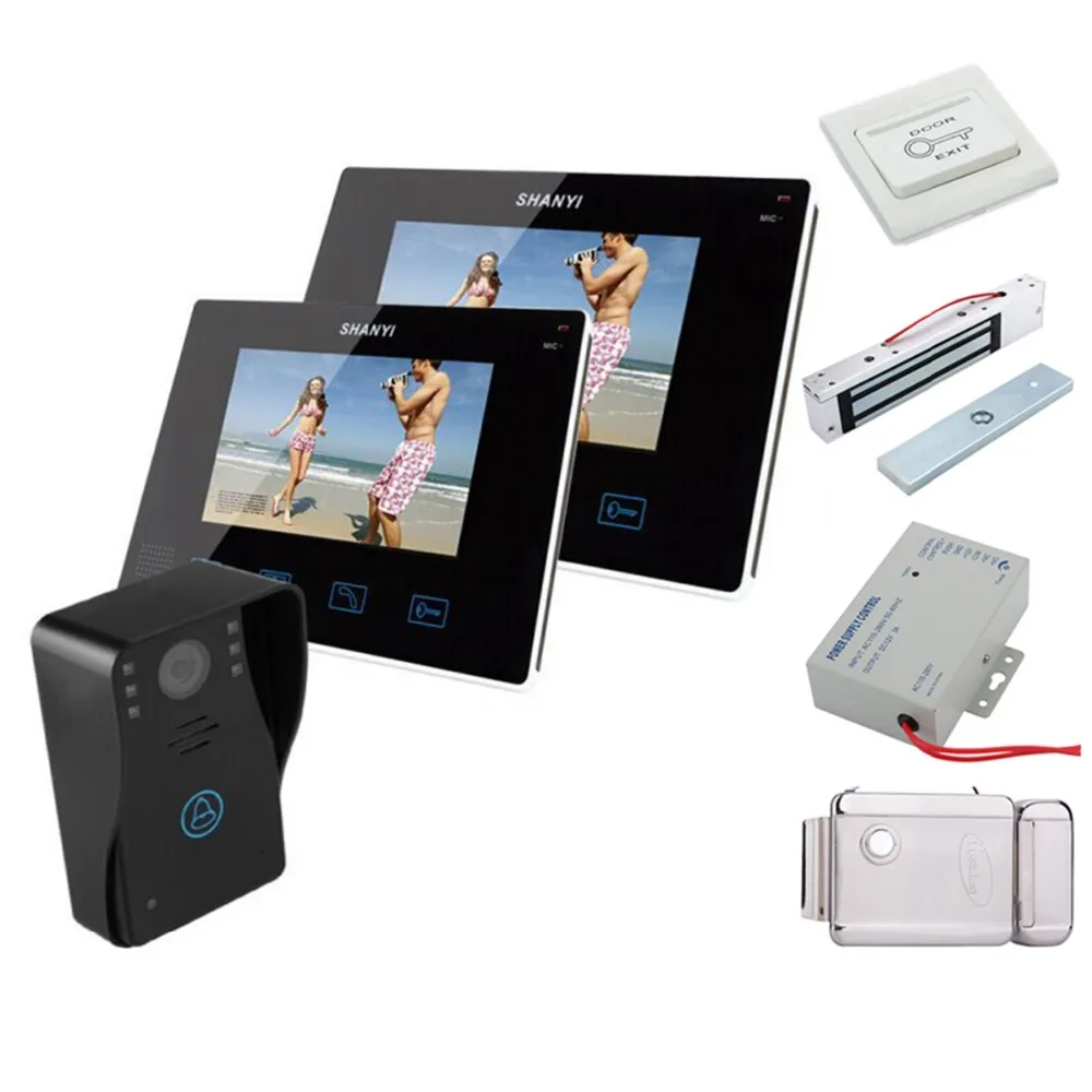 

Home set 9" Color LCD Monitor Wireless Door Phone Doorbell Intercom With Touch Key Camera (1V2)+Electric Lock