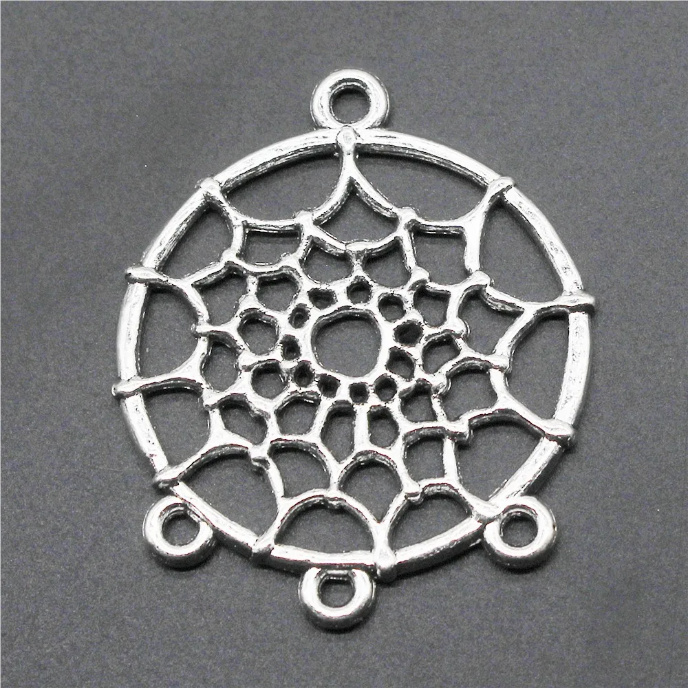 

Charms 4pcs Dream Catcher Earring Connector Antique Silver Tone 34x28mm Metal Alloy Jewelry Findings DIY Accessories