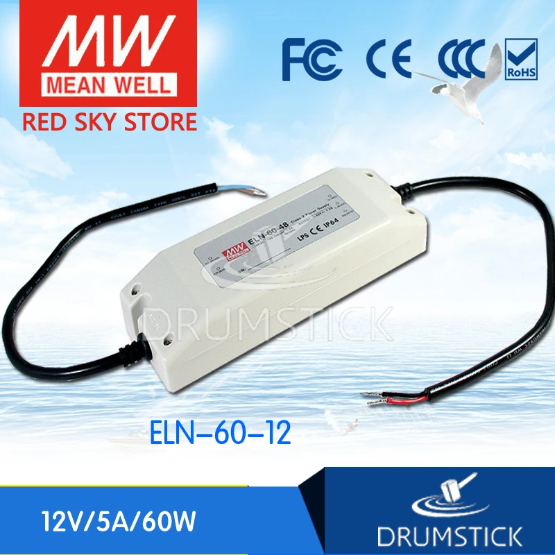 

MEAN WELL ELN-60-12 12V 5A meanwell ELN-60 12V 60W Single Output LED Driver Power Supply