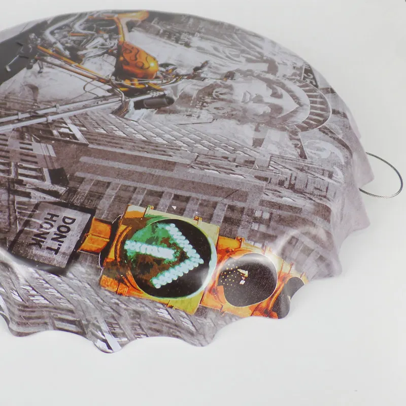 Online Zinn Motorrad Zeichen Relief Runde Flasche Kappe Vintage Zinn Zeichen Bar Pub Home Wand Decor Metall Kunst Poster 3D Stil 40 CM